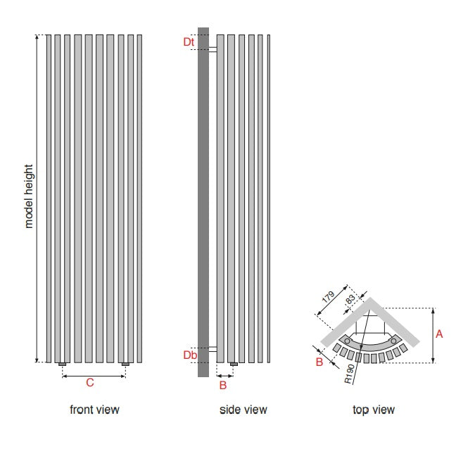 Apollo Bassano Quarter Round Vertical Designer Radiator - Bespoke Colo ...