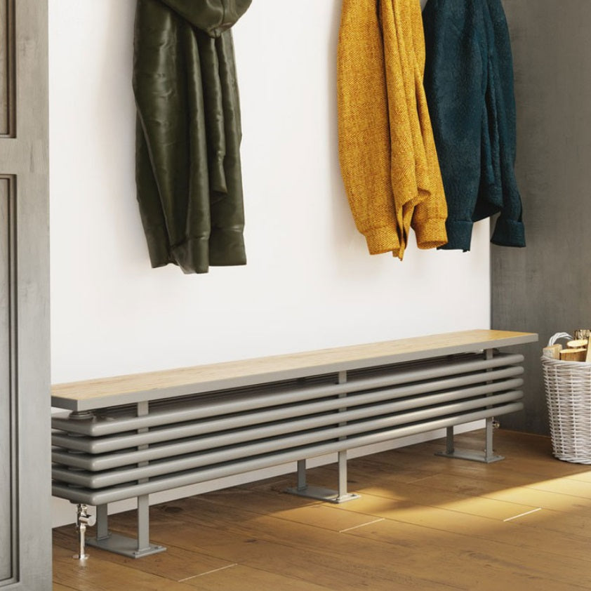 DQ Heating Bench Horizontal 6-Column Radiator With Oak Top - 480mm High | Made to Order