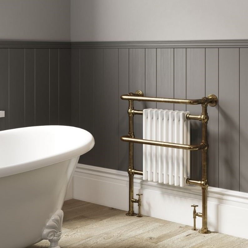 DQ Heating Old Buckenham Floor Mounted Vertical Towel Radiator | Made to Order
