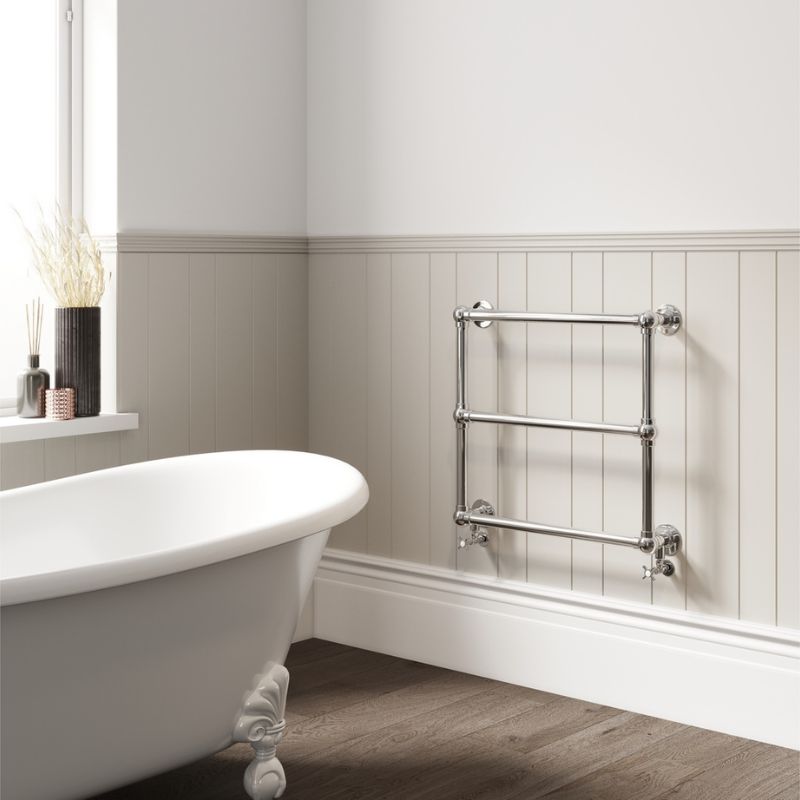 DQ Heating Hungerford Traditional Horizontal Designer Heated Towel Rail - 685mm x 685mm | Stocked